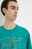 Бавовняна футболка Lee колір зелений з принтом
