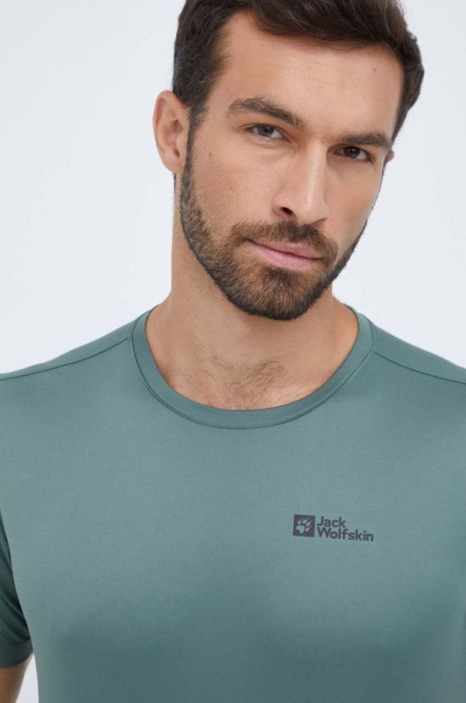 Спортивна футболка Jack Wolfskin Tech колір зелений однотонна фото 4