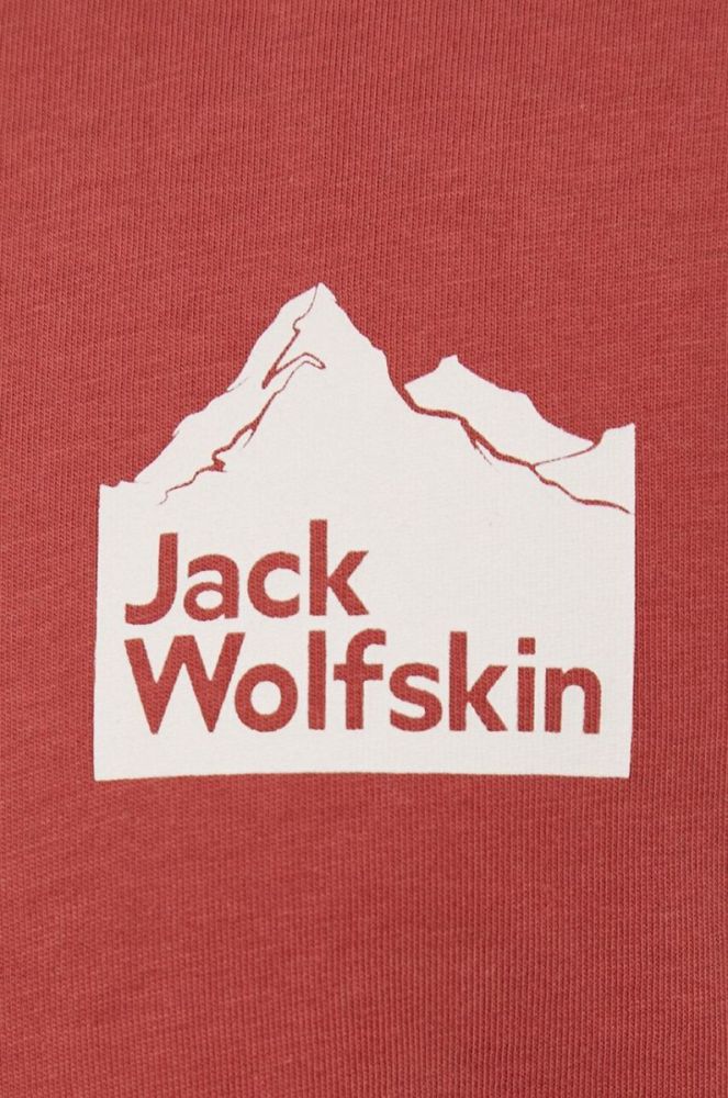 Бавовняна футболка Jack Wolfskin 10 колір бордовий однотонна фото 5