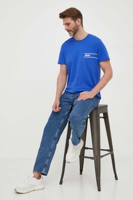 Бавовняна футболка BOSS однотонний колір блакитний (3349419)