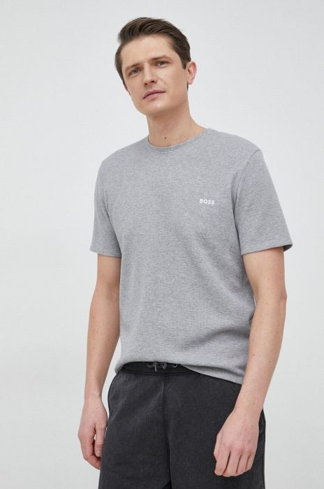 Футболка лаунж BOSS колір сірий з аплікацією