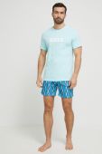 Пляжна футболка BOSS колір бірюзовий візерунок
