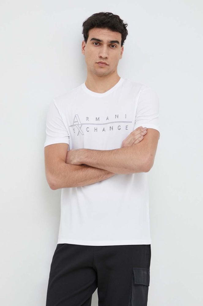 Футболка Armani Exchange чоловічий колір білий з принтом (2958050)