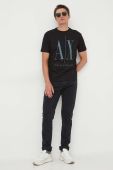 Бавовняна футболка Armani Exchange колір чорний з принтом (3360973)