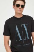 Бавовняна футболка Armani Exchange колір чорний з принтом (3360973)