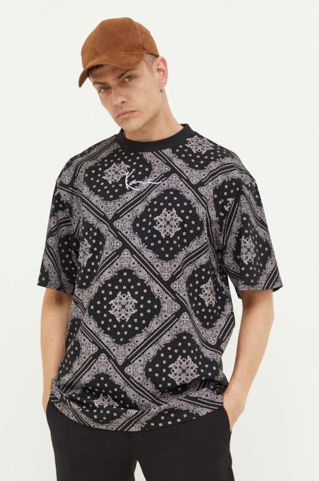 Бавовняна футболка Karl Kani колір чорний візерунок