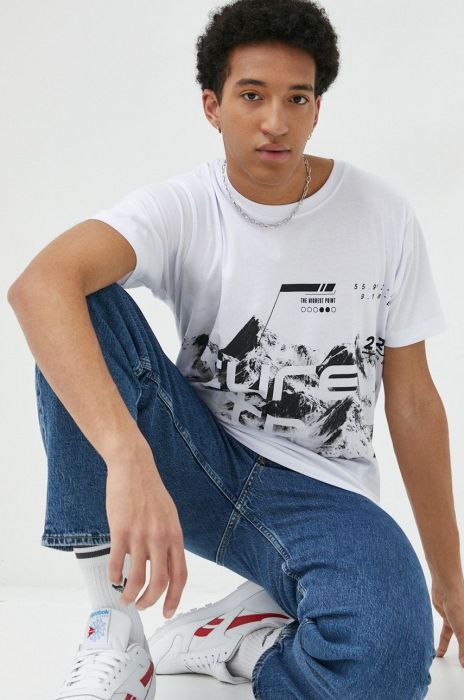 Бавовняна футболка Jack & Jones колір білий візерунок