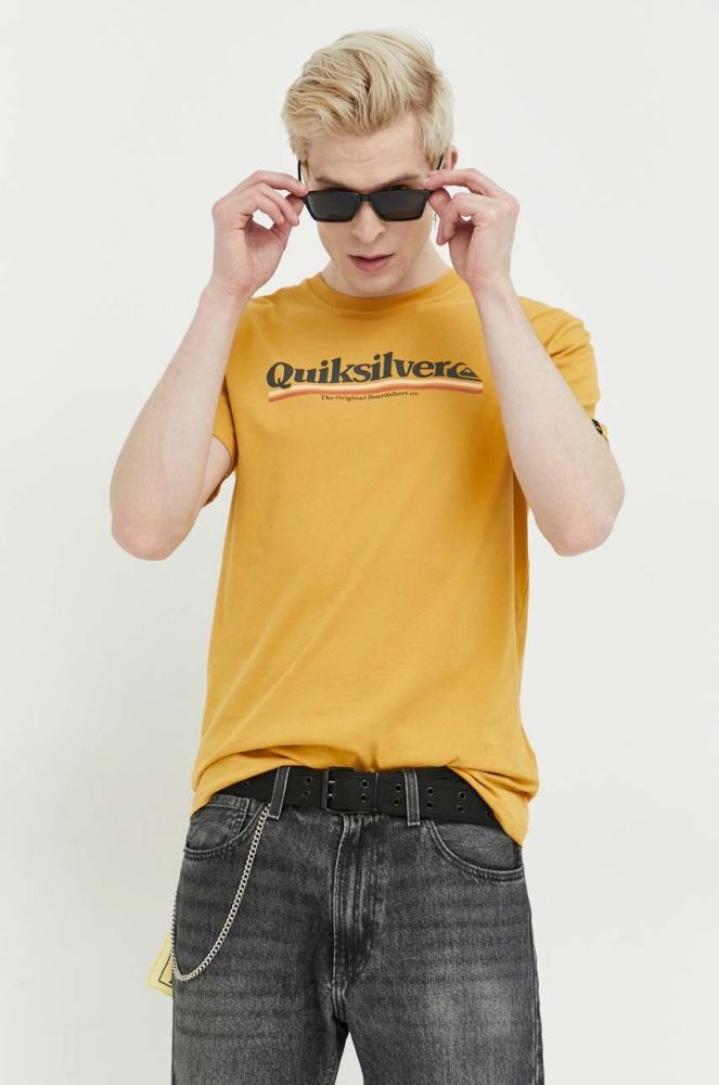 Бавовняна футболка Quiksilver колір жовтий з принтом (3024010)