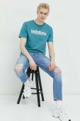Бавовняна футболка Quiksilver колір бірюзовий з принтом (3024014)