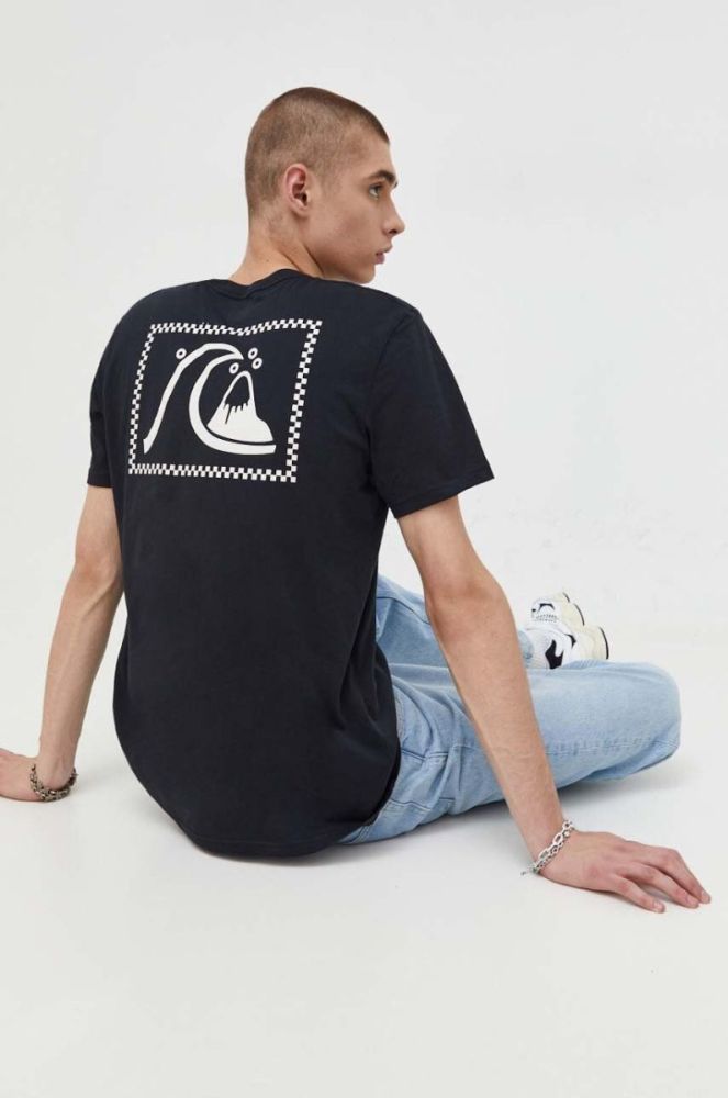 Бавовняна футболка Quiksilver колір чорний з принтом (3498213) фото 3