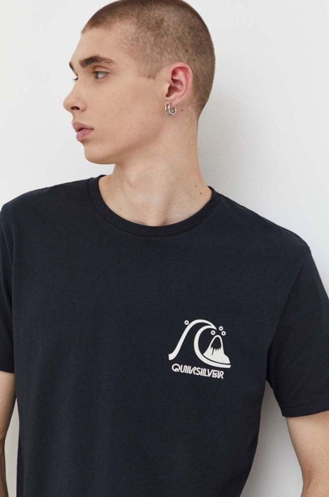 Бавовняна футболка Quiksilver колір чорний з принтом (3498213) фото 4