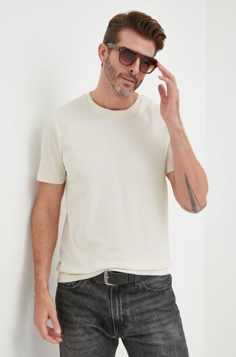 Футболка BOSS чоловічий колір бежевий однотонний (3210683)