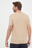 Льняна футболка BOSS колір бежевий однотонний (3220681)