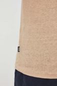 Льняна футболка BOSS колір бежевий однотонний (3220681)