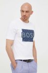 Бавовняна футболка BOSS колір білий з принтом (3225281)