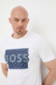 Бавовняна футболка BOSS колір білий з принтом (3225281)
