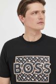 Бавовняна футболка BOSS колір чорний з принтом (3225275)