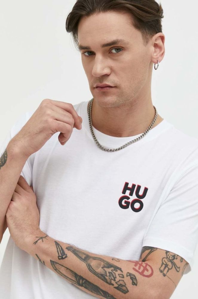 Бавовняна футболка HUGO 2-pack з принтом колір барвистий (3155418) фото 6