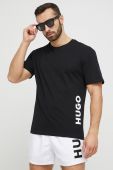 Пляжна футболка HUGO колір чорний з принтом