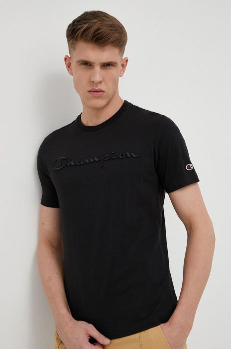 Бавовняна футболка Champion колір чорний однотонний (3079411)