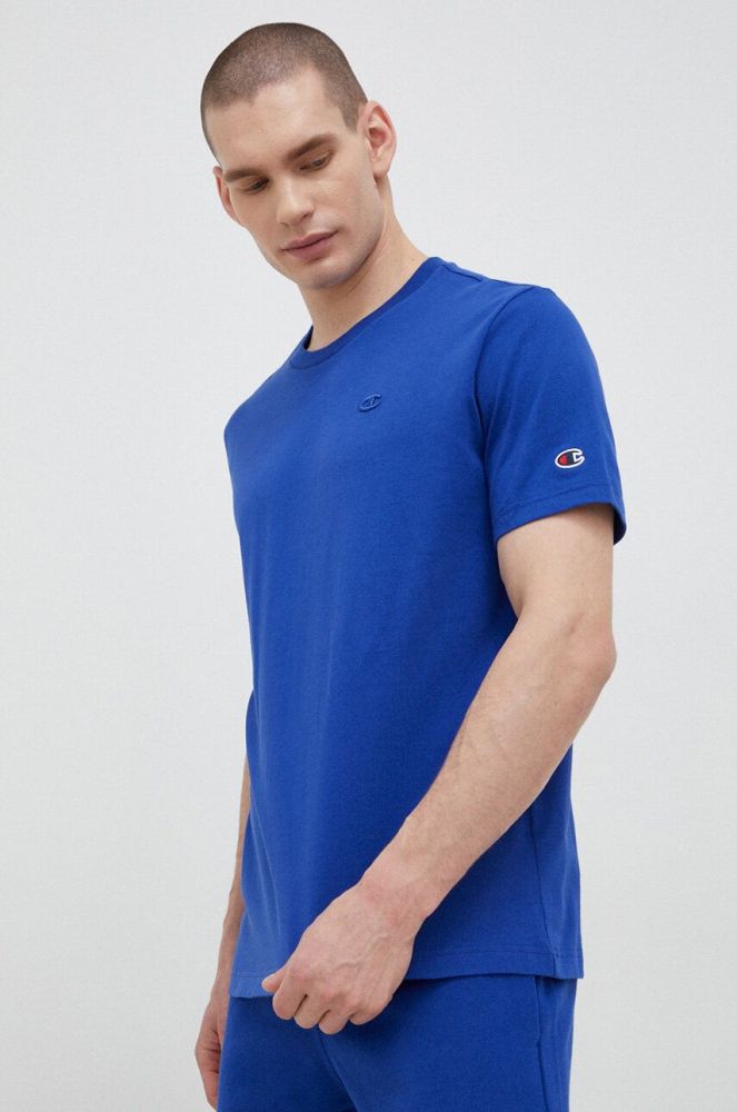 Бавовняна футболка Champion однотонний колір блакитний (3079471)