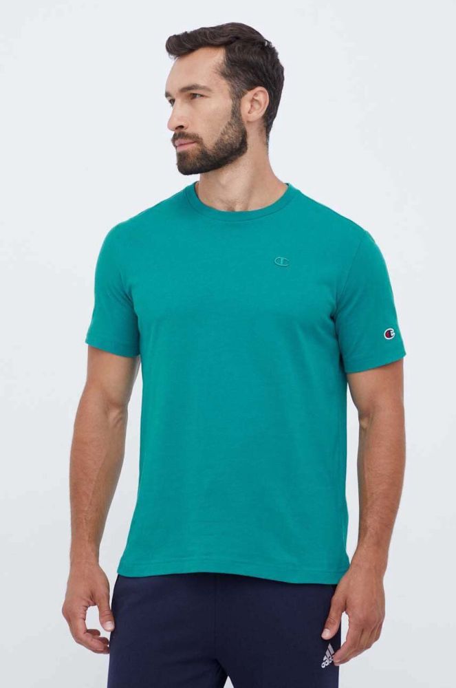 Бавовняна футболка Champion колір зелений однотонний (3079465)