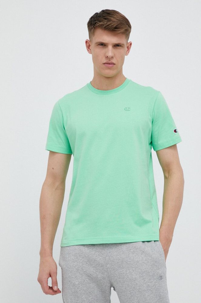 Бавовняна футболка Champion колір зелений однотонний (3079442)