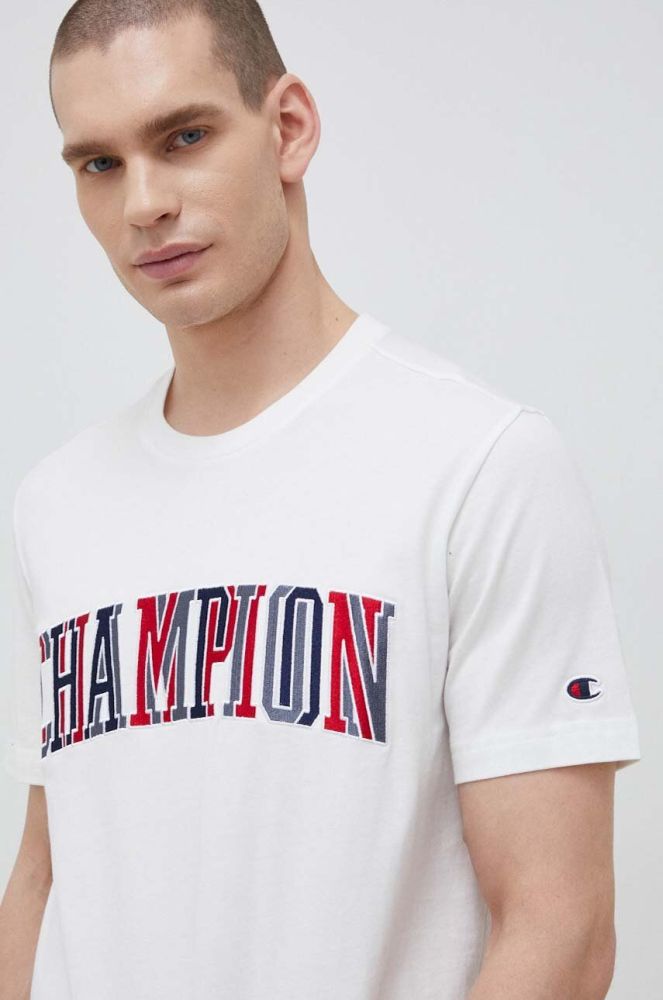 Бавовняна футболка Champion колір білий візерунок (3079505)