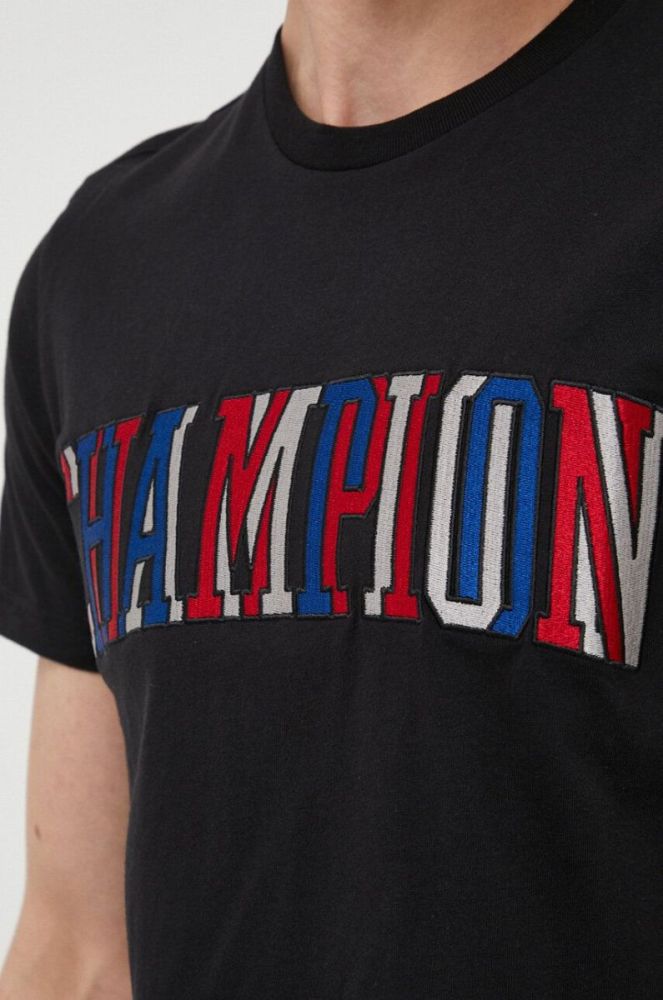 Бавовняна футболка Champion колір чорний візерунок (3079499) фото 5