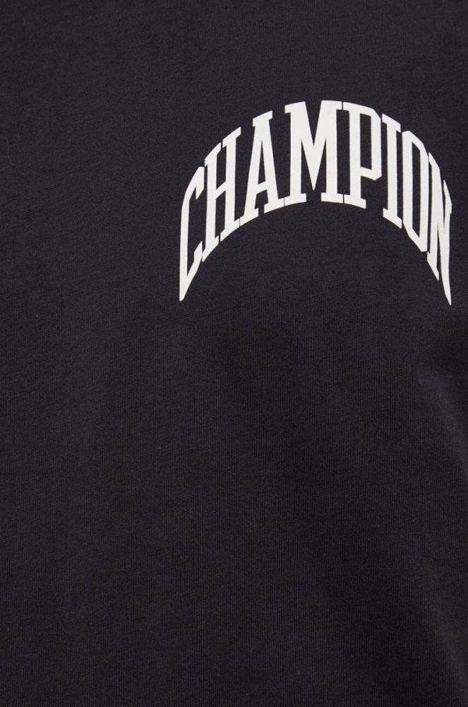 Бавовняна футболка Champion колір чорний з принтом (3076171) фото 5