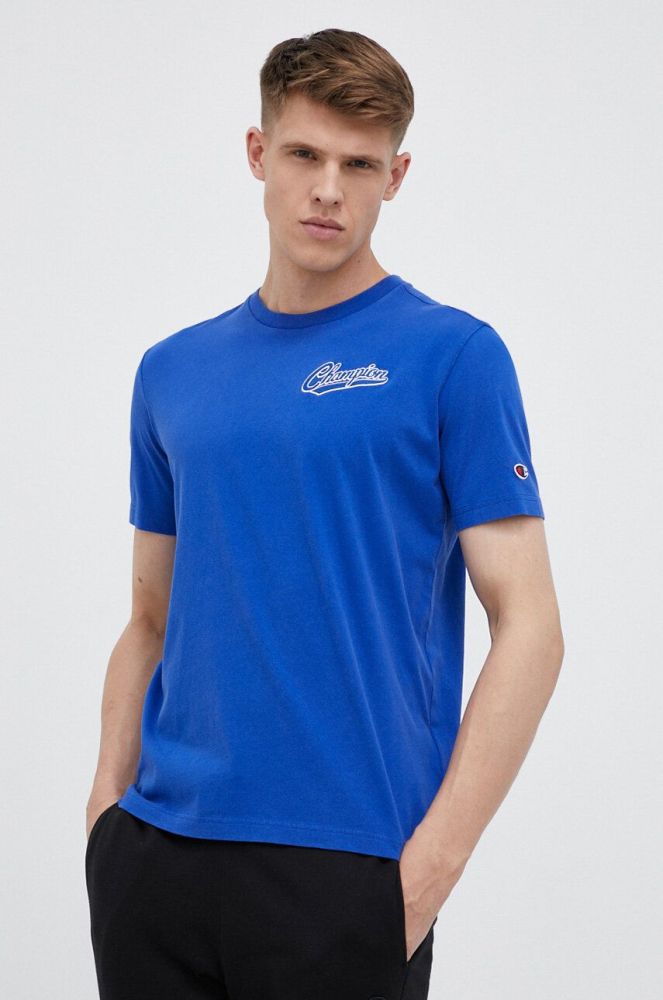 Бавовняна футболка Champion однотонний колір блакитний (3079506)