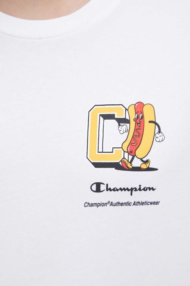 Бавовняна футболка Champion колір білий візерунок (3076206) фото 4