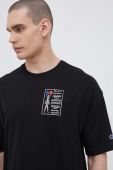 Бавовняна футболка Champion колір чорний з принтом (3218344)