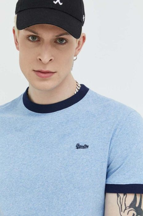 Бавовняна футболка Superdry меланж колір блакитний (3029564)
