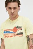 Футболка Superdry чоловічий колір жовтий з принтом