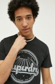 Бавовняна футболка Superdry колір чорний з принтом (3186321)