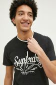 Бавовняна футболка Superdry колір чорний з принтом (3186323)