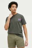 Бавовняна футболка Superdry колір зелений з принтом