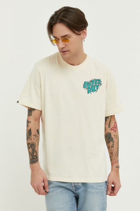 Бавовняна футболка Superdry колір бежевий з принтом (3163957)