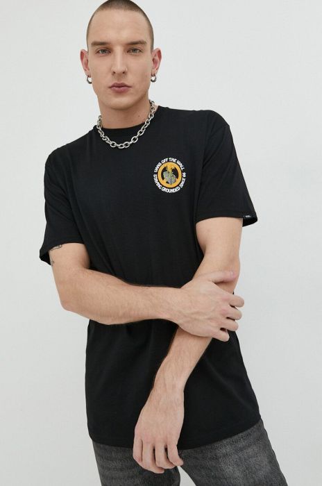 Бавовняна футболка Vans колір чорний з принтом VN00003FBLK1-black