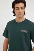 Бавовняна футболка Les Deux колір зелений з принтом