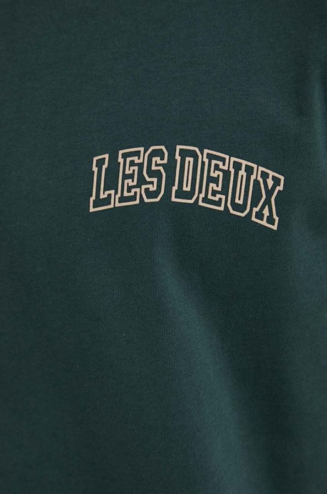 Бавовняна футболка Les Deux колір зелений з принтом фото 5