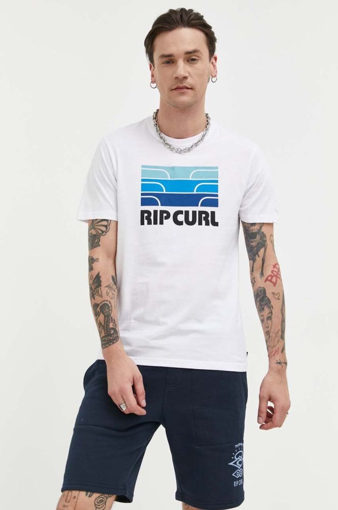 Бавовняна футболка Rip Curl колір білий з принтом (3222708)