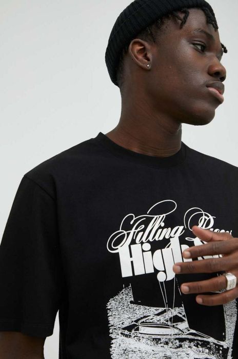 Бавовняна футболка Filling Pieces колір чорний з принтом (3040647)