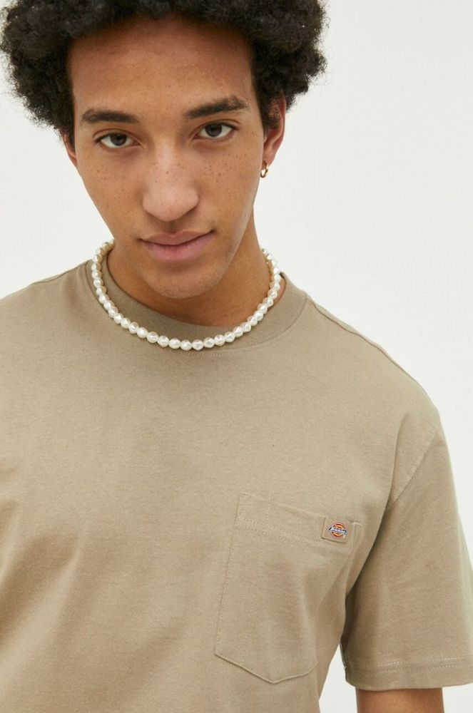 Бавовняна футболка Dickies колір зелений однотонний DK0A4TMODS01-DESERTSAND фото 4