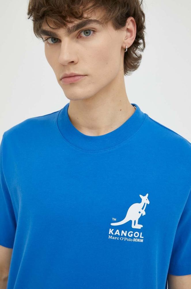 Бавовняна футболка Marc O'Polo x Kangol з принтом колір блакитний