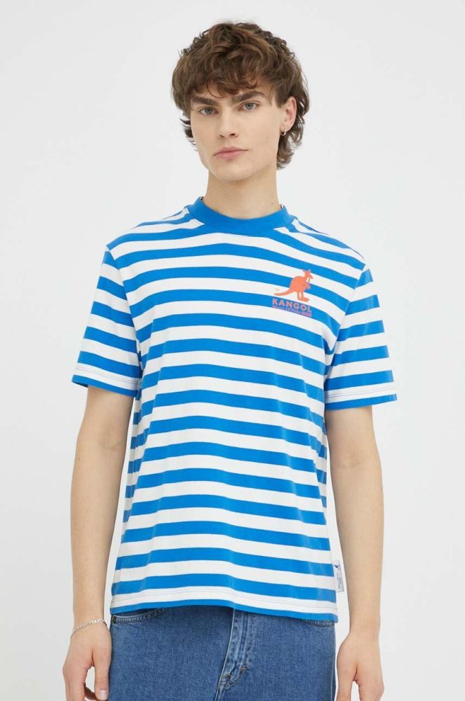 Бавовняна футболка Marc O'Polo DENIM x Kangol візерунок колір блакитний