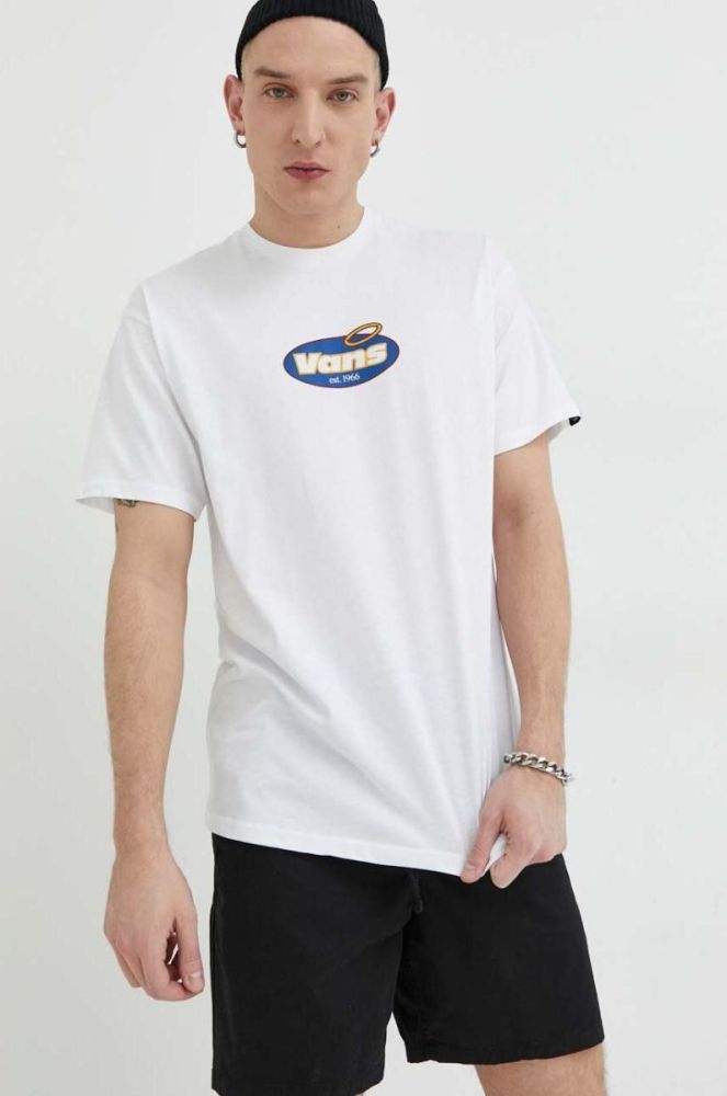 Бавовняна футболка Vans колір білий з принтом (3079569) фото 2