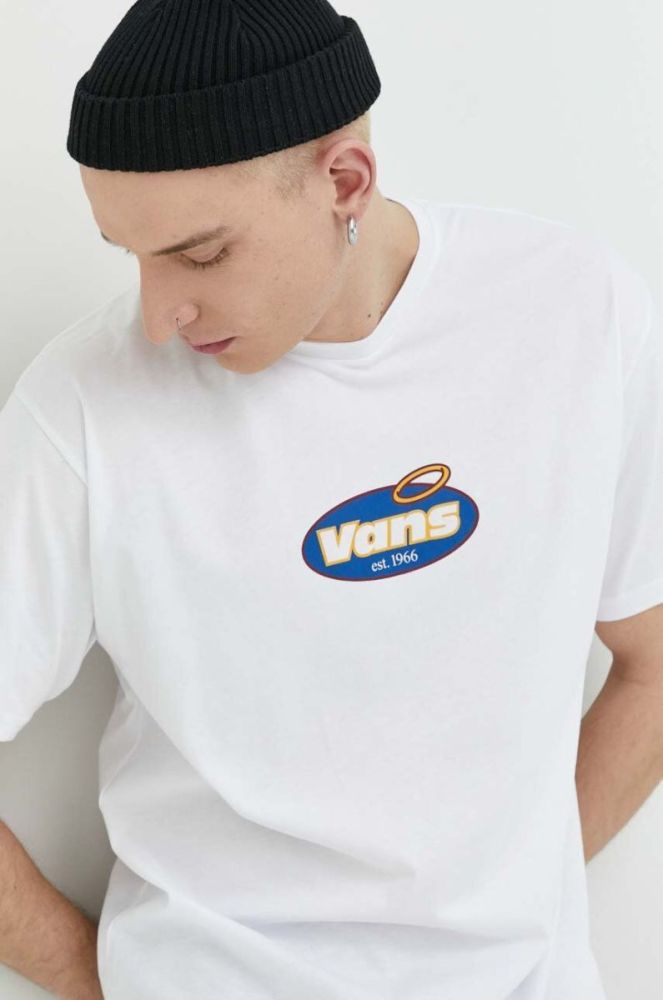 Бавовняна футболка Vans колір білий з принтом (3079569) фото 4