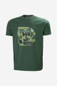 Бавовняна футболка Helly Hansen колір зелений з принтом 53976-001